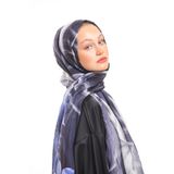 19V69 ITALIA Lacivert Krem Şal Geometrik Çiçekli Desen Pavia Seri Eşarp Askısı Ile Birlikte 90x200 Cm