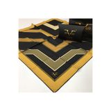 19V69 ITALIA Sarı Siyah Twill Eşarp Geometrik Desen Gold Seri Eşarp Askısı ve Anneler Gününe Özel Hediyelik Kutusu Ile Birlikte 90x90 Cm