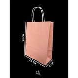 19X8X24 cm Burgu Saplı Pembe Kraft Çanta, Kağıt Poşet Çanta 5 Adet