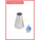 1A Yuvarlak Desen Krema Duyu Büyük Boy Pasta Duyu Paslanmaz Çelik Krema Torbası Ucu 2.5X1.4x3.7 Cm