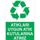 1Beyaz Reklam Atıkları Uygun Atık Kutularına Atınız Uyarı Tabelası - 20x30 Alüminyum Kompozit Panel - GD6