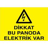 1Beyaz Reklam Dikkat Bu Panoda Elektrik Var Uyarı Tabelası - 20x30 Alüminyum Kompozit Panel - PAN7