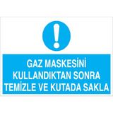 1Beyaz Reklam Gaz Maskesini Kullandıktan Sonra... Uyarı Tabelası - 20x30 Alüminyum Kompozit Panel - TGM9