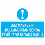 1Beyaz Reklam Gaz Maskesini Kullandıktan Sonra... Uyarı Tabelası - 70x100 Alüminyum Kompozit Panel - TGM9