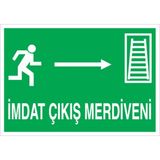 1Beyaz Reklam İmdat Çıkış Merdiveni Uyarı Tabelası - 20x30 Alüminyum Kompozit Panel - AÇ6