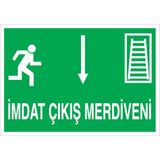 1Beyaz Reklam İmdat Çıkış Merdiveni Uyarı Tabelası - 70x100 Alüminyum Kompozit Panel - AÇ3
