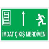 1Beyaz Reklam İmdat Çıkış Merdiveni Uyarı Tabelası - 70x100 Alüminyum Kompozit Panel - AÇ4