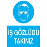 1Beyaz Reklam İş Gözlüğü Takınız Uyarı Tabelası - 50x70 Alüminyum Kompozit Panel - GK2
