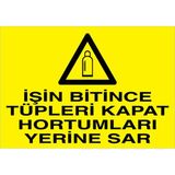 1Beyaz Reklam İşin Bitince Tüpleri Kapat Hortumları Yerine Sar Uyarı Tabelası - 20x30 Foreks - TÜ19