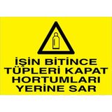 1Beyaz Reklam İşin Bitince Tüpleri Kapat Hortumları Yerine Sar Uyarı Tabelası - 50x70 Foreks - TÜ19