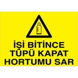 1Beyaz Reklam İşin Bitince Tüpü Kapat Hortumu Sar Uyarı Tabelası - 20x30 Alüminyum Kompozit Panel - TÜ20