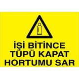 1Beyaz Reklam İşin Bitince Tüpü Kapat Hortumu Sar Uyarı Tabelası - 70x100 Foreks - TÜ20