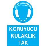 1Beyaz Reklam Koruyucu Kulaklık Tak Uyarı Tabelası - 20x30 Alüminyum Kompozit Panel - KK14