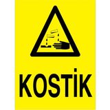 1Beyaz Reklam Kostik Uyarı Tabelası - 50x70 Alüminyum Kompozit Panel - KM25