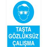 1Beyaz Reklam Taşta Gözlüksüz Çalışma Uyarı Tabelası - 20x30 Alüminyum Kompozit Panel - GK34
