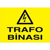 1Beyaz Reklam Trafo Binası Uyarı Tabelası - 20x30 Alüminyum Kompozit Panel - E48