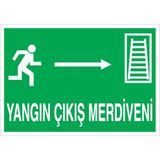 1Beyaz Reklam Yangın Çıkış Merdiveni Uyarı Tabelası - 20x30 Alüminyum Kompozit Panel - AÇ5