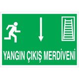 1Beyaz Reklam Yangın Çıkış Merdiveni Uyarı Tabelası - 50x70 Alüminyum Kompozit Panel - AÇ1