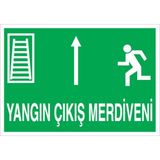 1Beyaz Reklam Yangın Çıkış Merdiveni Uyarı Tabelası - 50x70 Alüminyum Kompozit Panel - AÇ2