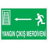 1Beyaz Reklam Yangın Çıkış Merdiveni Uyarı Tabelası - 50x70 Alüminyum Kompozit Panel - AÇ7
