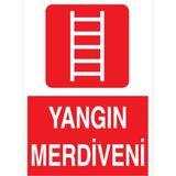 1Beyaz Reklam Yangın Merdiveni Uyarı Tabelası - 70x100 Alüminyum Kompozit Panel - Y45