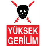 1Beyaz Reklam Yüksek Gerilim Uyarı Tabelası - 20x30 Alüminyum Kompozit Panel - E27