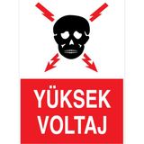 1Beyaz Reklam Yüksek Voltaj Uyarı Tabelası - 50x70 Alüminyum Kompozit Panel - E28
