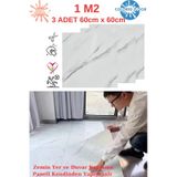 1M2 3 Adet 60X60cm Floor Yapışkanlı Zemin Ve Duvar Kaplama Paneli Arkası Kauçuklu Pvc Wc Paneli 605