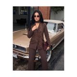 1Moda1Tarz İthal Krep&Dantel Kumaş Düğme Detaylı Dantel Fular Dahil Özel Tasarım Ceket Pantolon Takım