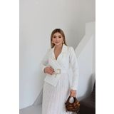 1Moda1Tarz Kadın İthal Kumaş Yaka Aksesuar Detay Kemerli Alt Güpür Özel Tasarım Elbise