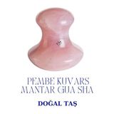 1sen Art Beauty Pembe Kuvars Gua Sha Mantar Masaj Taşı | Yüz ve Göz Altı Masaj Aleti
