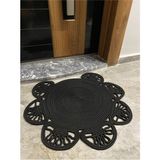 1seul Serisi Jüt, Desenli Kapı Önü, Paspas, Banyo Paspası, Balkon Paspası / Hediyelik, Ev Eşyası - Siyah - 60 x 70 cm