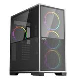 1ST PLAYER IF8 BTF SİYAH ARGB 4X12CM FAN TERS ÇEVİRİLEBİLİR TEMPERLİ CAM MESH PANELLER USB 3.0 E-ATX KASA