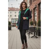 1Tarz Günlük Renkli Kapüşonlu Spor Kadın Ceket - 2XL - Lacivert