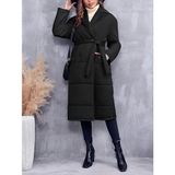 1Tarz Kadın Uzun Kışlık Içi Elyaflı Astarlı Şişme Mont - Siyah - 2XL
