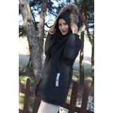 1Tarz Kışlık Kürk Yaka Şişme Kadın Tesettür Mont - Siyah