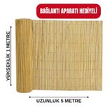 1x5 Metre Kamış Hasır Çit - Bahçe Balkon Gizlilik Örtüsü Güneşlik Ve Rüzgar Kesici