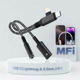 2 "-2 Lightning USBC - 3,5 mm Kulaklık ve Şarj Adaptörü, [MFi Sertifikalı] USB C - Aux Ses Jakı PD 60W Hızlı Şarj Dongle, iPhone 16/15 14/13 için Kulaklık Adaptörü, Galaxy Pixel Siyah