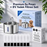 2.2l Paslanmaz Çelik Kedi Köpek Su Pınarı/su Sebili Model : S15-A + 8'li Aktif Karbon Yedek Filtre Seti | Başlangıç Paketi