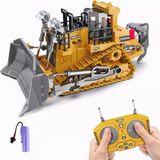 2.4GHz Uzaktan Kumandalı Işıklı Metal Alaşım Hareketli Kepçeli Paletli Buldozer İş Makinesi