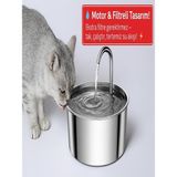 2.5 L Paslanmaz Çelik Kedi Su Sebili | Sessiz Otomatik Su Pınarı Kendinden Filtreli Kedi Köpek Su Kabı Oumo - Metalik Gri