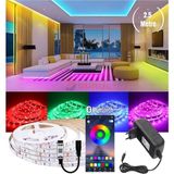 2.5 Metre 256 Renk Bluetooth App Kontrol Renk Değiştiren Rgb Şerit LED Işık Seti SB-6547 - 2,5 m - Çok Renkli
