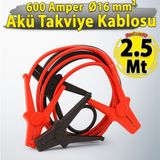 2.5 Metre 600A Akü Takviye Kablosu Kalın Kesitli Bakır Araç Araba Oto Otomobil Kamyon Uyumlu Şarj - 1