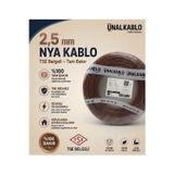2.5 mm Nya Kablo ( H07v-U ) Kahve (100 Metre) Tam Bakır Tse Belgeli