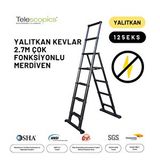 2.7m Kevlar Yalıtkan/yüksek Gerilime Dayanıklı Çok Fonksiyonlu Merdiven 20ackv- Telescopics 125eks Siyah