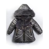 2-9 Yaş Uzun Fermuar Cepli Kapitone Kumaş Kapüşonlu Kışlık İçi Peluş Kız Bebek Çocuk Mont Şişme Füme 2 YAŞ