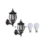 2 Ad. Sekizgen Konsollu Aplik Bahçe Lamba Aydınlatma Armatürü Siyah 9w Led Ampul Günışığı Diğer