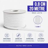 2 Adet 0.80 cm Lastik Toplam 20 Metre Beyaz Bel Don Lastiği