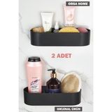 2 Adet 039 Oval Tasarım Güçlü Macun Yapışkanlı Banyo Köşe Rafı, Duşakabin Düzenleyici Organizer Raf