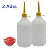 2 Adet 1 Litre Plastik Şişe Fişek Sosluk Yağlık